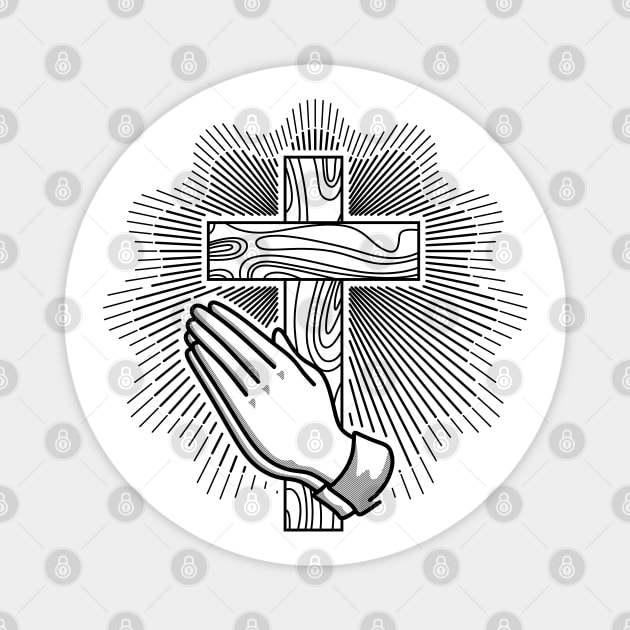 Cross of the Lord Jesus Christ and hands in prayer Magnet by Reformer